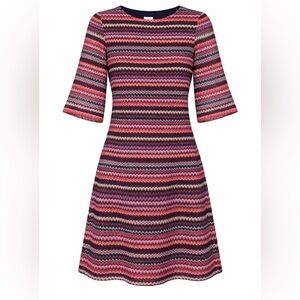 Sandra Darren Striped Knit Sweater Dress Size S NWT Wine Rust 3/4 Sleeve